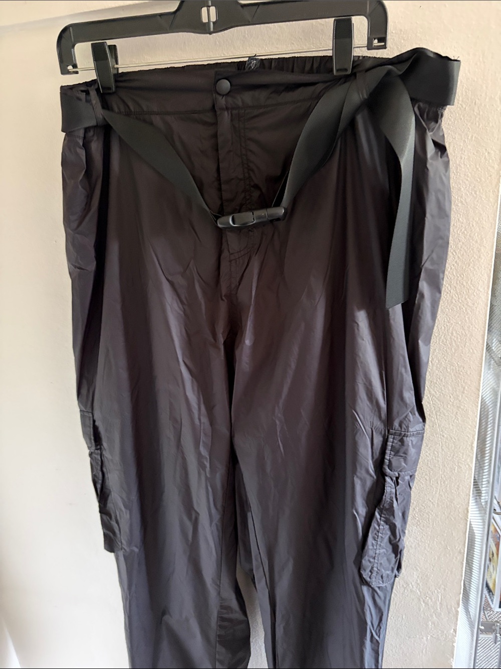 Ashley Stewart Parachute Black Pants with Webbing Belt